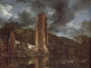 Jacob van Ruisdael Landscape with the Ruins of Egmond Castle at Egmond aan den Hoef Spain oil painting artist